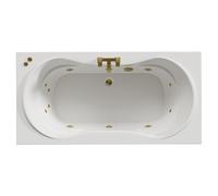 Strata Duo XL 12 Jet Brushed Brass V-Tec Double Ended Whirlpool Bath | White | Acrylic | 1800mm x 900mm