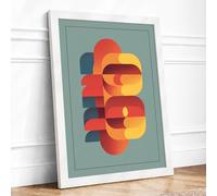 Strata Geometric Framed Wall Art Print A3 White | Ready to Hang, Premium Gi Paper, Fade-Resistant Inks, Securely Packaged, UK Made