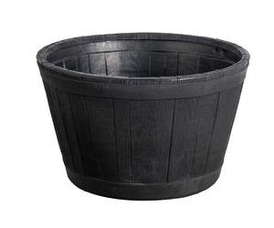 STRATA GN653 Oakwood Barrel Wood Effect Plastic Planter - Black