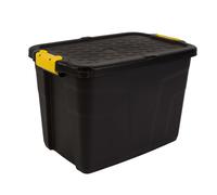 Strata Heavy duty Black 60L Plastic Stackable Storage box & Lid FREE DELIVERY