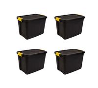 Strata Heavy Duty Storage Box Bundle - Set of 4 - 60l Black, Yellow in Black Strata Black