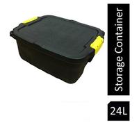 Plastic Storage Box 24 Litres - Black Heavy Duty by Strata