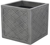 Strata Lazio Planter Large Square Plastic Plant Pot 39 cm Hand finished - Grey