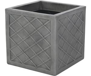 Strata Lazio Planter Large Square Plastic Plant Pot 39 cm Hand finished - Grey