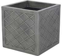 Strata Lazio Planter Small Square Plastic Plant Pot 32 cm Hand finished - pewter