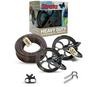 Strata Mocha Harmony Clothesline Outdoor Heavy Duty Kit - 150 Feet Galvanized Wire PVC Coating, 6.5" Aged Bronze Clothesline Pulley 2pcs, Aged Bronze Metal Mini Winch Tightener 1pc & 2 Metal Hooks