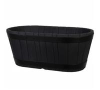Strata Oakwood Barrel Trough Planter, 60 cm Black Oakwood Plastic Plant Pot Perfect for Flowers, Seasonal Plants and decorative Garden Displays