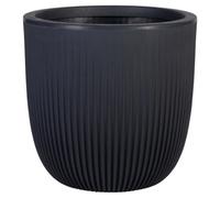 Strata Pacific Round Planter Small - Modern Polyethylene Plant Pot for Indoor & Outdoor Use - Lightweight Garden Patio Flower Pot - Graphite, 35 x 34.5 cm