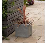 Strata Riven Planter, Plastic, Graphite, 38x38x38cm, Lightweight, Freestanding, Outdoor Use (38 cm)