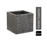 Strata Slate Pewter 32cm Short Square Planter {GN686-PEW}