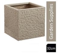 Strata Slate Square Planter, Grey, Size 32cm