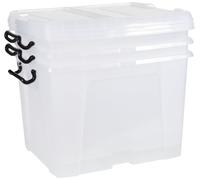 Strata 3 x 40L Smart Storage Boxes With Lid - Clear