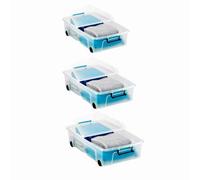 Strata Smart 30L Plastic Storage Boxes With Lids - Clear ( Pack Of 3 )