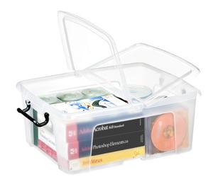 Strata Smart Box Clip-On Folding Lid Carry Handles 24 Litre Clear Ref HW673CLR