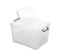 Strata Smart Box Storage Box with Clip Lid - Internal Dimensions 49.3 x 33.4 x 35.3 cm, Transparent, 65 L