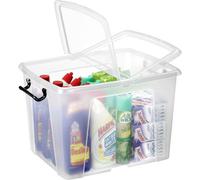Strata Smart Clear 40L Large Plastic Stackable Wheeled Storage Box With Lid
