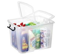 Strata Smart "Storemaster" 40L Litre Clear Storage Box Container - Strong and Robust With Folding Lid & Clip Handles for Secure Locking