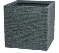 Strata Square Slate Effect Planter Large - Durable Recycled Plastic Plant Pot for Outdoor Garden & Patio - Modern Decorative Flower Pot, Graphite, 38cm