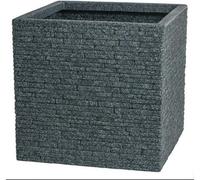Strata Square Slate Effect Planter Large - Plastic Plant Pot - Graphite, 38Cm