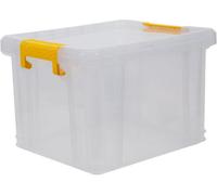 Strata Stack Master Storage Box 35 Litre Durable Plastic Design Stackable & Lockable Handle In Yellow /free Next Day Delivery