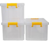 Strata Stack Master Storage Box 35 Litre Durable Plastic Design Stackable & Lockable handle in yellow, Ideal for Home & Office Organization 31 H x 38.5 W x 46.5 L (Set of 3)