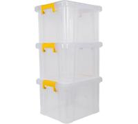Strata Stack Master Storage Box 35 Litre Durable Plastic Design Stackable & Lockable handle in yellow, Ideal for Home & Office Organization 31 H x 38.5 W x 46.5 L (Set of 3)