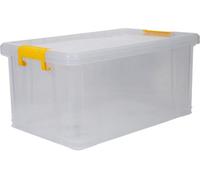 Strata Stack Master Storage Box 70Litre Durable Clear Plastic Design, Stackable & Lockable Yellow Handle /free Next Day Delivery