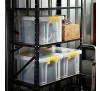 Strata Stackmaster 3 x 35 Litre Plastic Storage Boxes- Clear