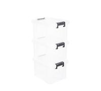 Strata Stackmaster 35L Medium Plastic Stackable Storage Box With Lid, Pack Of 3