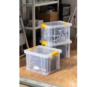 Strata Stackmaster 35L Medium Plastic Stackable Storage Box With Lid, Pack Of 3