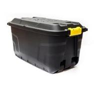 Strata Storage Trunk with Lid and Wheels 75Litres W420xD770xH400mm Heavy Duty Black Ref XW441-BLK/YEL-SP 137729
