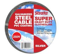 Strata Super Heavy Duty Clothes Line Outdoor - 250 FT Rustproof & PVC-Coated Clothesline Wire, Gentle on Laundry, Easy to Install, Durable Cable - Perfect for Outdoor Drying (Silver