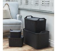 Strata Urban 3 x 14L Plastic Storage Baskets with Lid-Grey