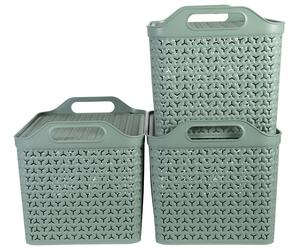 Strata Urban 3 x 24 Large Plastic Storage Baskets with Lid