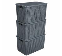 Strata Urban 3 x 42L Storage Baskets with Lid - Charcoal