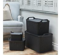 Strata Urban 3 x 4L Plastic Storage Baskets with Lid - Grey