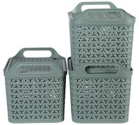 Strata Urban 3 x12L Plastic Storage Baskets with Lid - Green
