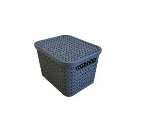 Strata Urban 3x14L Plastic Storage Baskets with Lid-Charcoal