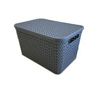 Strata Urban 3x24L Plastic Storage Baskets with Lid-Charcoal
