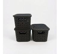 Strata Urban 3x4L Plastic Storage Baskets with Lid -Charcoal