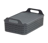 Strata Urban Dark Grey Plastic Stackable Storage Basket & Lid (H)15Cm (W)27Cm (D)40Cm