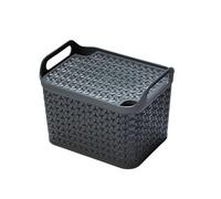 Strata Urban Dark Grey Plastic Stackable Storage Basket & Lid (H)23Cm (W)23.5Cm (D)30.5Cm