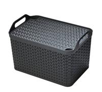 Strata Urban Dark Grey Plastic Stackable Storage Basket & Lid (H)29Cm (W)30Cm (D)43.5Cm