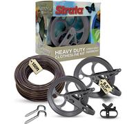 Strata Urban Grey Harmony Clothesline Outdoor Heavy Duty Kit - 150 Feet Galvanized Wire Mocha PVC Coating, 6.5" Clothesline Pulley 2pcs, Metal Mini Winch Tightener 1pc & 2 Metal Hooks