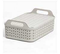 Strata Urban Grey Plastic Stackable Storage Basket & Lid (H)15Cm (W)27Cm (D)40Cm