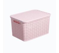 Strata Urban Matt Blush Plastic Large Stackable Storage Basket & Lid (H)26Cm (W)31Cm (D)44.5Cm