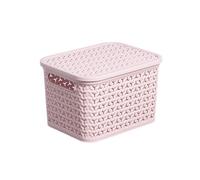 Strata Urban Matt Blush Plastic Medium Stackable Storage Basket & Lid (H)19.5Cm (W)24Cm (D)31Cm