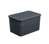 Strata Urban Matt Charcoal Plastic Large Stackable Storage Basket & Lid (H)26Cm (W)31Cm (D)44.5Cm
