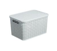 Strata Urban Matt Cool Grey Plastic Large Stackable Storage Basket & Lid (H)26Cm (W)31Cm (D)45Cm