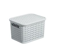 Strata Urban Matt Cool Grey Plastic Medium Stackable Storage Basket & Lid (H)19.5Cm (W)24Cm (D)31Cm